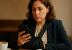 Woman with an arm sling deciding whether to hire an injury lawyer
