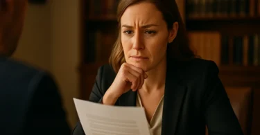 Woman reviewing a personal injury lawyer fee agreement