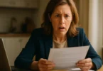Woman reading an insurance claim denial letter at home
