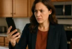 Woman suspicious of a phone call from an insurance adjuster